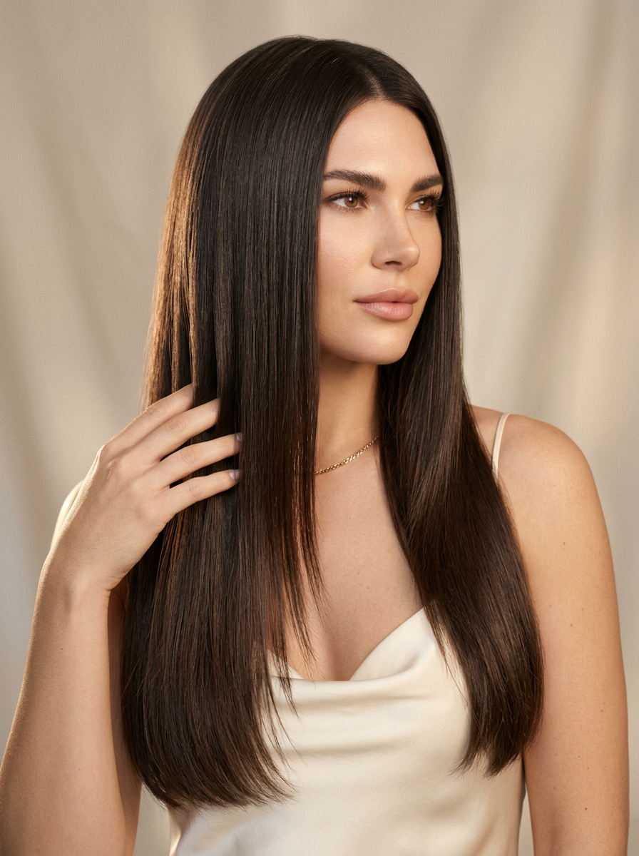 Woman with luxurious smooth shiny hair